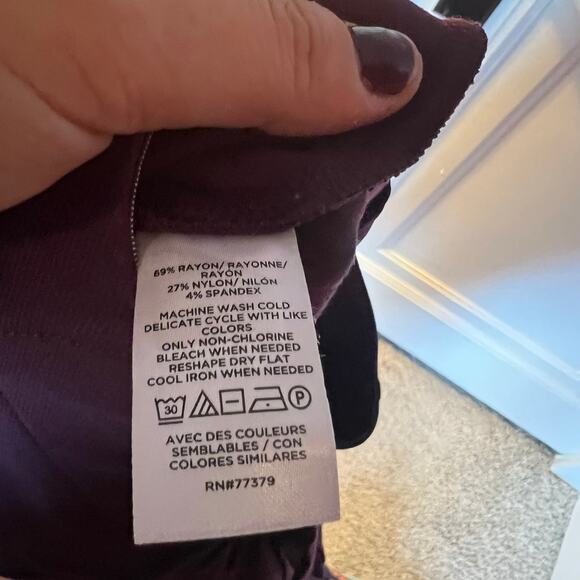 Ann Taylor Pull-on Dress Ankle Pant in Burgundy SZ XL - Picture 7 of 7